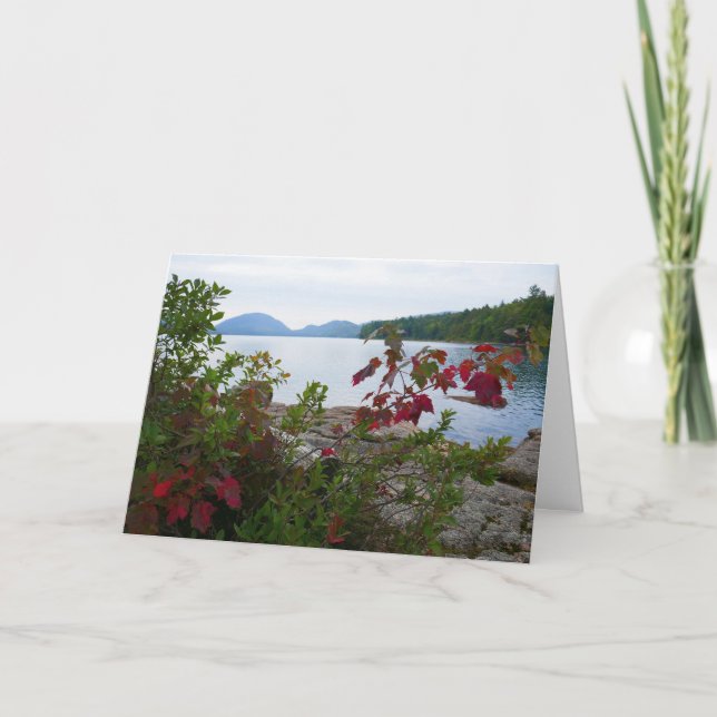 Eagle Lake and Red Maple Leaves II Card (Front)