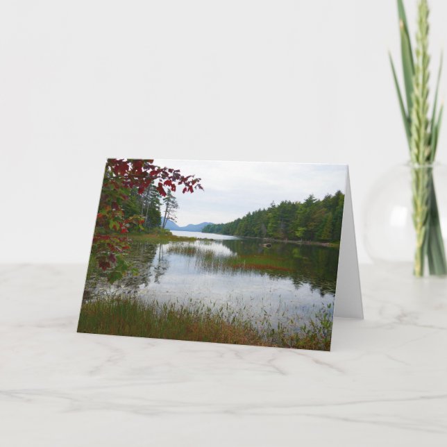Eagle Lake and Red Maple Leaves II Card (Front)