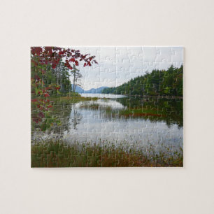 Eagle Lake and Red Maple Leaves II Jigsaw Puzzle