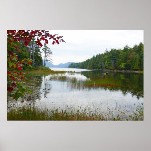Eagle Lake and Red Maple Leaves II Poster