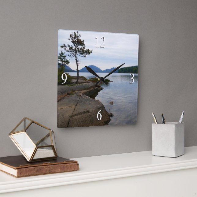 Eagle Lake at Acadia National Park Square Wall Clock (Office)