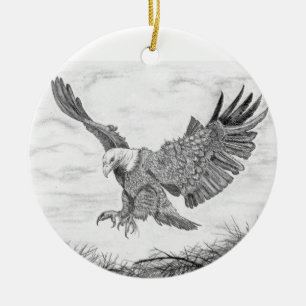 Eagle Landing Ceramic Ornament