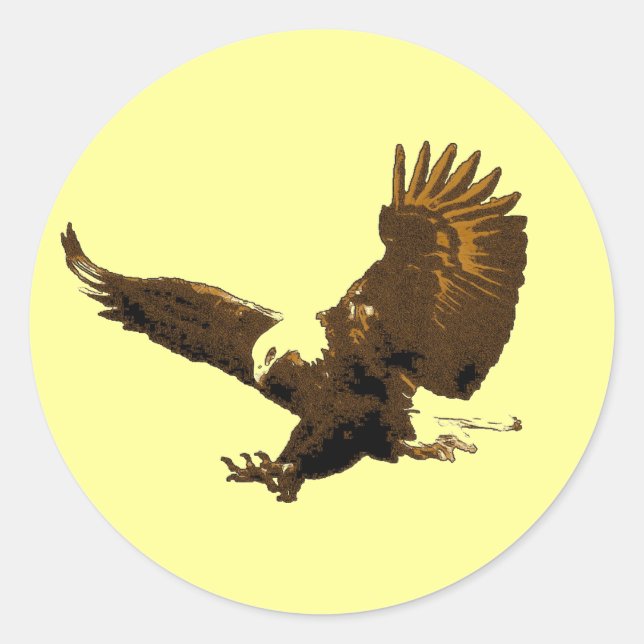 Eagle Landing Classic Round Sticker (Front)