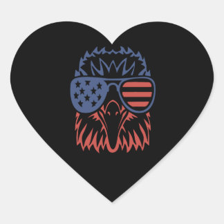 Eagle Lover Gift| Eagle American Flag Independence Heart Sticker