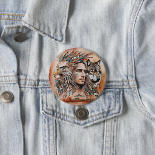 Eagle - Man - Wolf - watercolor art 1 - Fan Fun 7.5 Cm Round Badge