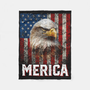 Eagle Merica Patriotic Usa Flag Eagle Of Freedom 4 Fleece Blanket