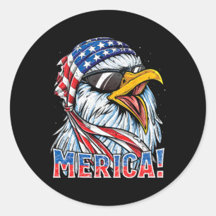 Eagle Merica T Shirt 4th Of July Merica Men Boys A Classic Round Sticker