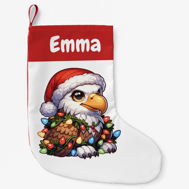 eagle Merry Christmas Winter Animals Cute eagles Small Christmas Stocking (Front)