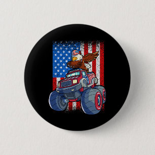 Eagle Monster Truck 4th Of July Boys American Flag 6 Cm Round Badge