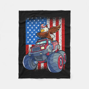 Eagle Monster Truck 4th Of July Boys American Flag Fleece Blanket