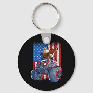 Eagle Monster Truck 4th Of July Boys American Flag Key Ring