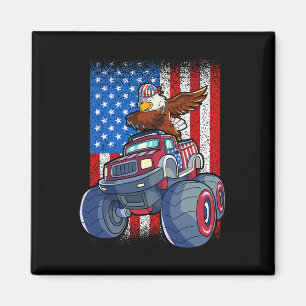 Eagle Monster Truck 4th Of July Boys American Flag Magnet