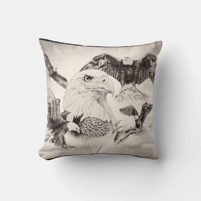 Eagle Montage Throw Pillow (Front)