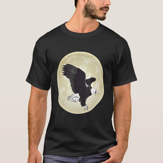 Eagle Moon Falconry With Hawk And Falcon T-Shirt (Front)