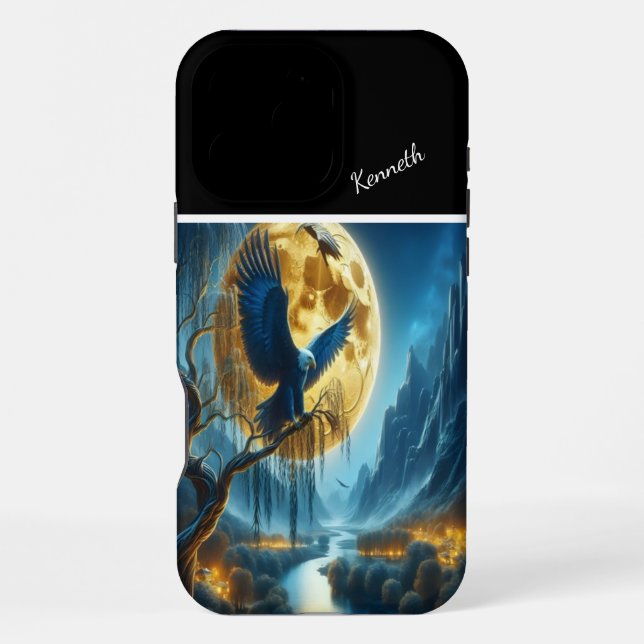 Eagle Moonlit Watch iPhone Case (Back)