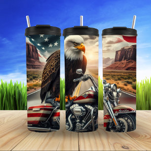 Eagle Motorcycle American Freedom Scene Thermal Tumbler