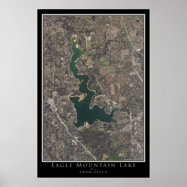 Eagle Mountain Lake Texas Satellite Poster Map (Front)