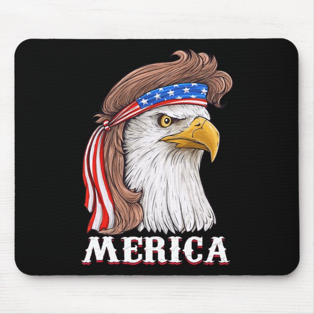 Eagle Mullet 4th Of July USA American Flag Merica  Mouse Pad (Front)