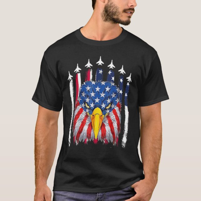 Eagle Mullet 4th Of July USA American Flag Merica T-Shirt (Front)