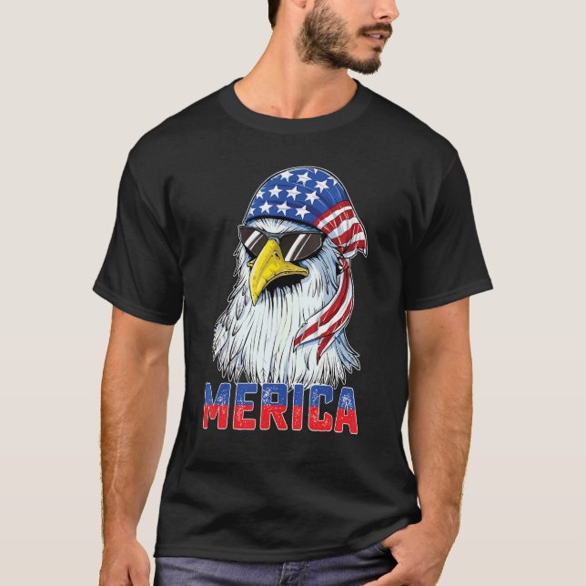 Eagle Mullet 4th Of July USA American Flag Merica T-Shirt (Front)