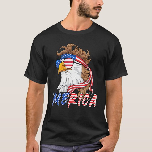 Eagle Mullet Merica 4th Of July Usa American Flag  T-Shirt (Front)
