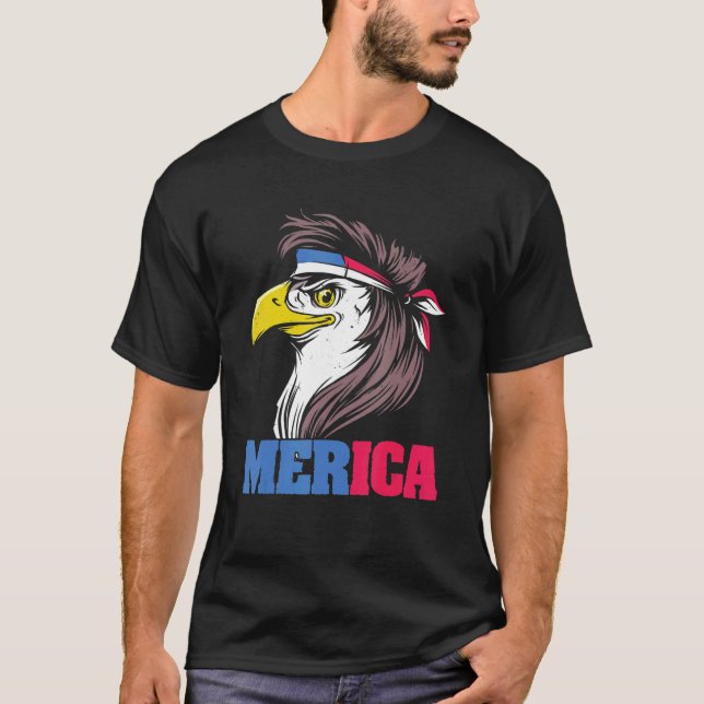 Eagle Mullet Merica Flag 4th Of July American Prid T-Shirt (Front)