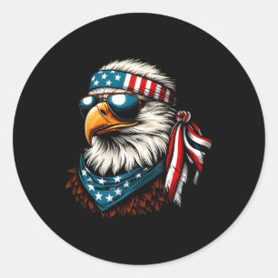 Eagle Mullet Patriotic 4th Of July Patriot Usa Ame Classic Round Sticker