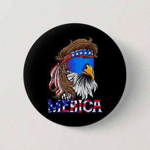 Eagle Mullet Sungles Merica 4th Of July Usa Americ 6 Cm Round Badge