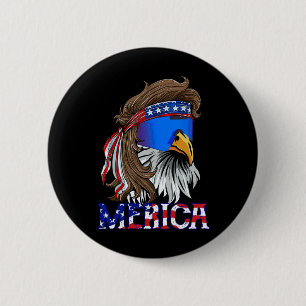 Eagle Mullet Sungles Merica 4th Of July Usa Americ 6 Cm Round Badge