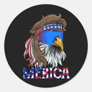 Eagle Mullet Sungles Merica 4th Of July Usa Americ Classic Round Sticker