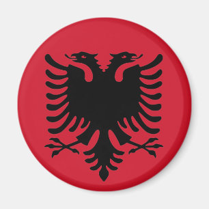 Eagle Of Albania Flag Black On A Red Fridge Magnet