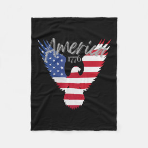 Eagle Of America1776 Patriotic Usa Flag 4th Of Jul Fleece Blanket