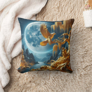 Eagle on a Branch in Moonlight Cushion