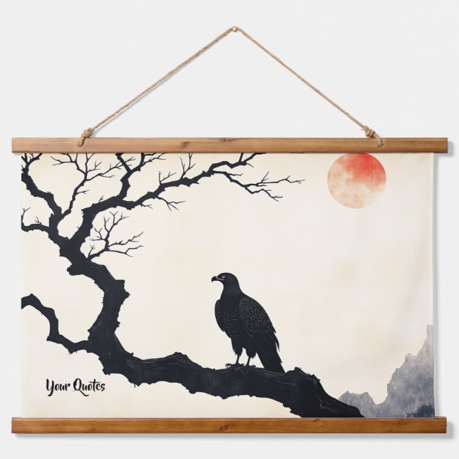 Eagle on Bare Tree Hanging Tapestry (Front)