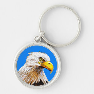 Eagle on Blue Key Ring