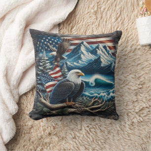 Eagle on Branch in Mountain View Cushion
