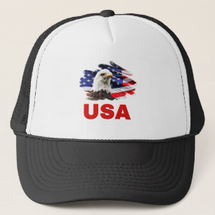 Eagle On Flag USA Patriotic Hats / Caps