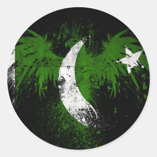 eagle-on-pakistani-flag-wallpapers-hd-wallpap classic round sticker (Front)
