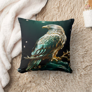 Eagle on Rock Under Sparkling Stars Cushion