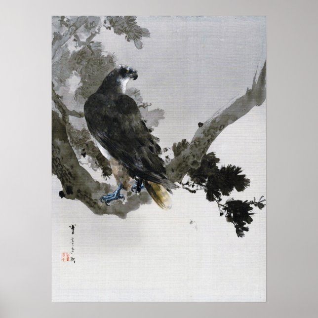 Eagle on the Pine Tree Branch, Watanabe Seitei Poster (Front)