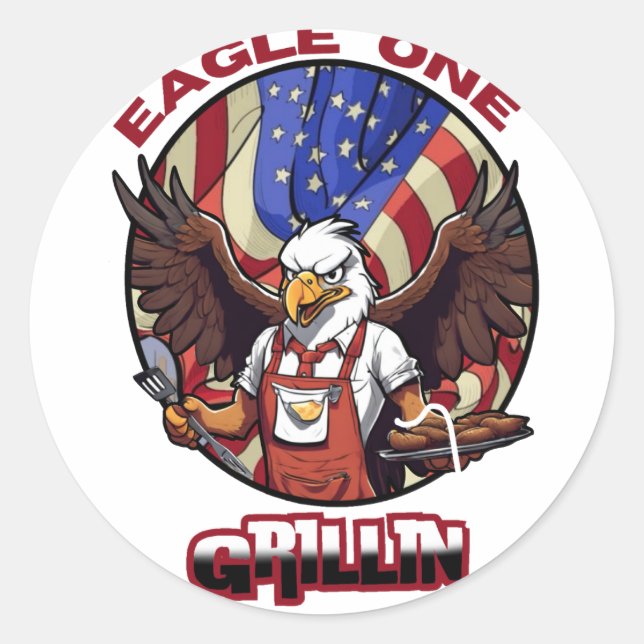 Eagle one grilling classic round sticker (Front)