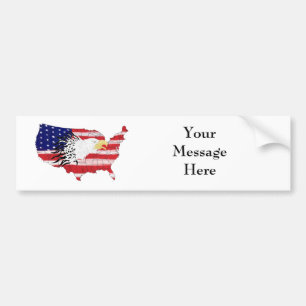  Eagle Over America Painted Flag   Bumper Sticker