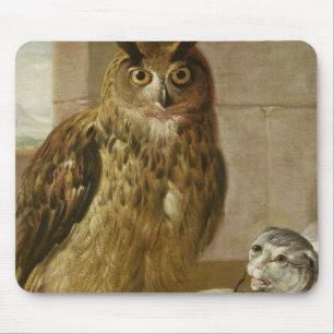 Eagle Owl and Cat with Dead Rats Mouse Pad