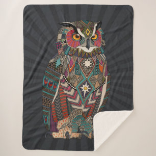 eagle owl dark sherpa blanket