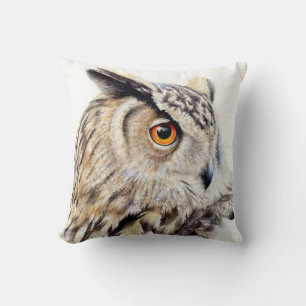 Eagle owl fine art throw pillow