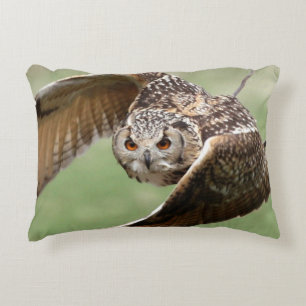 Eagle Owl In Flight Decorative Cushion