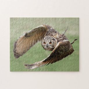 Eagle Owl In Flight Jigsaw Puzzle