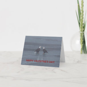 Eagle Pair On Icy Lake, Valentine's Holiday Card