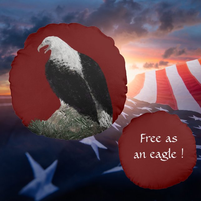 Eagle Personalise Text Round Cushion (Creator Uploaded)