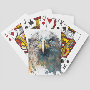 Eagle Portrait Animal Painting Wildlife Outdoors Playing Cards